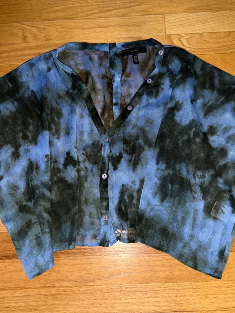 Jessica Simpson Blue and Black Tie-Dye Blouse